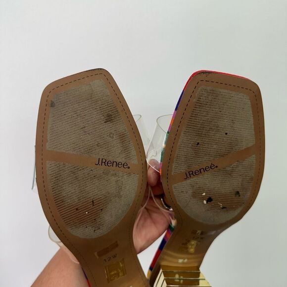 J. Renee Women’s Roline Clear/Bright Multi Beaded Fish Slip In Block Heel Sandal - Picture 6 of 14